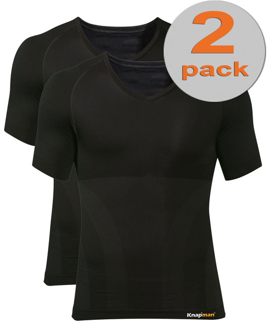 TWOPACK | Knap'man Compressieshirt V-neck 2.0 zwart